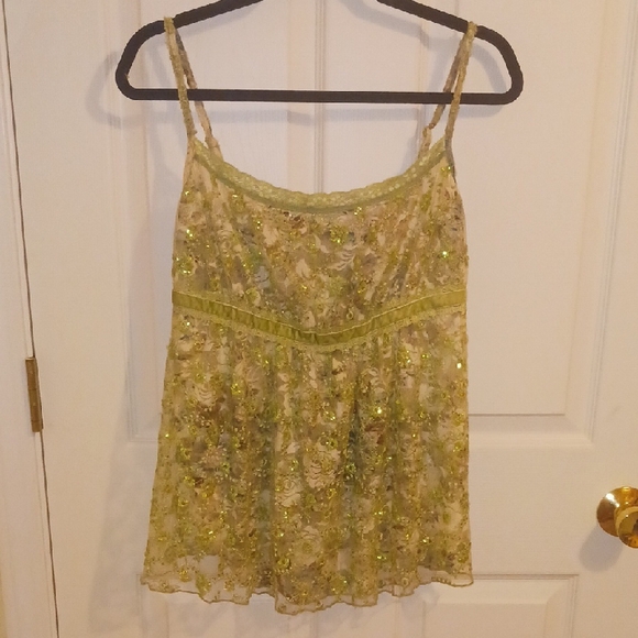 hazel Tops - Hazel Green Floral Lace Camisole